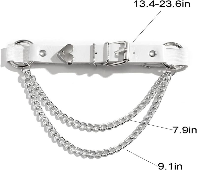 Lockban Adjustable Heart-Shaped Thigh Garter 2 Pieces Punk Leather Garter Belts Leg Garter with Chains Body Accessories - Image 5